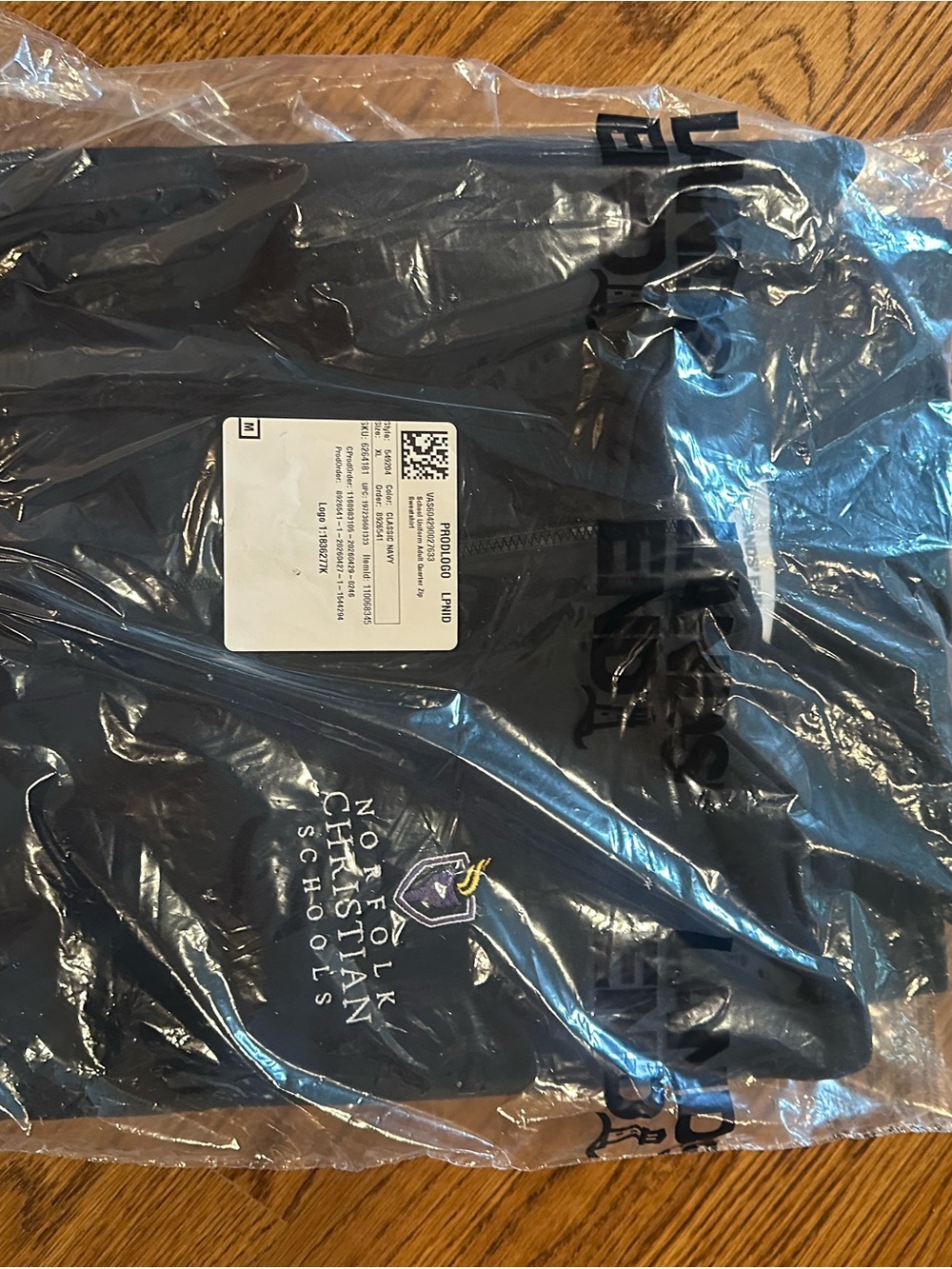 Norfolk Christian Schools - Men's Navy Quarter Zip Sweatshirt - Lands End